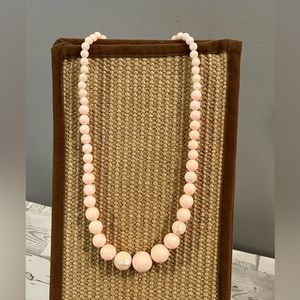 Vintage Marble Lucite Pale Pink Beaded Necklace